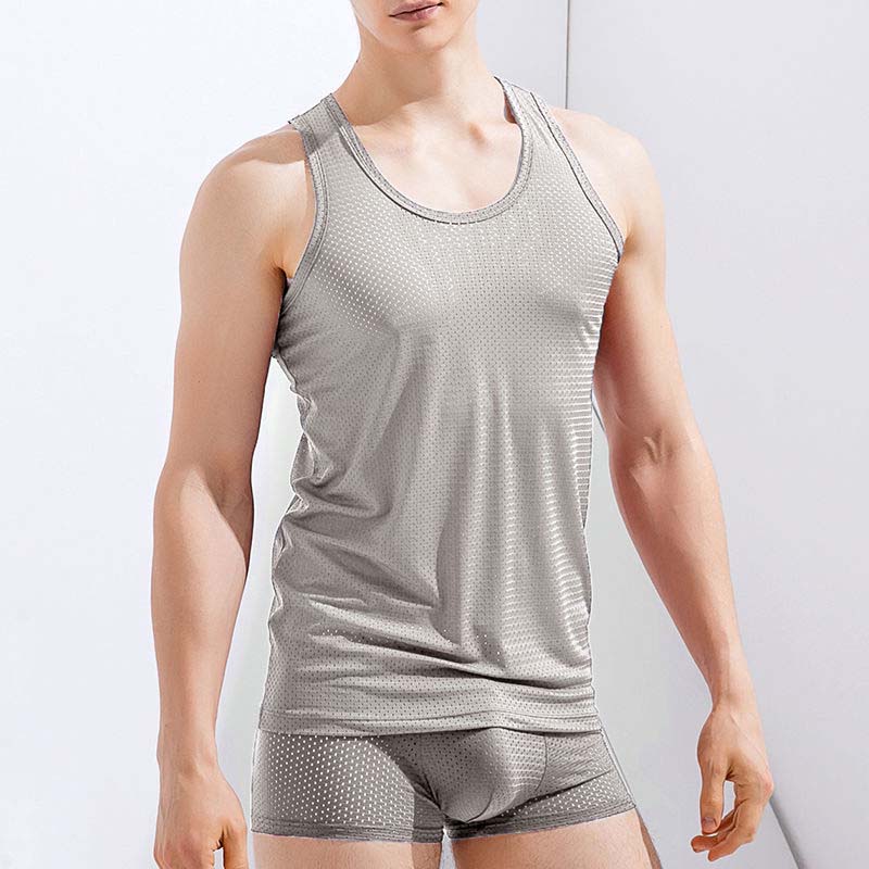 Summer Mesh Vest Men's Sports Fitness Quick-drying Hollow Breathable Loose Thin Bottoming Vest