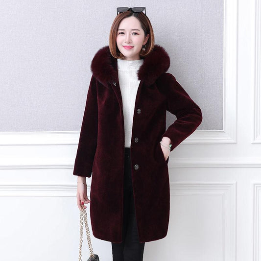 Luxurious Large size Fur coat Winter Woman's Wool Coat Winter Cold warm Long sleeve Fur jacket