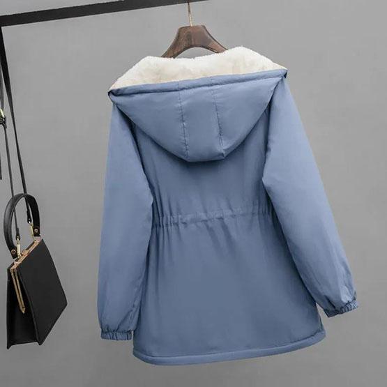 Women's Winter Casual Warm Cotton Jackets Large Size Solid Color Loose Thickened Hooded Cotton Coats