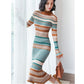 Autumn and Winter Long Knitted Dress French Retro Dress High Neck Over The Knee Women Sweater Dress