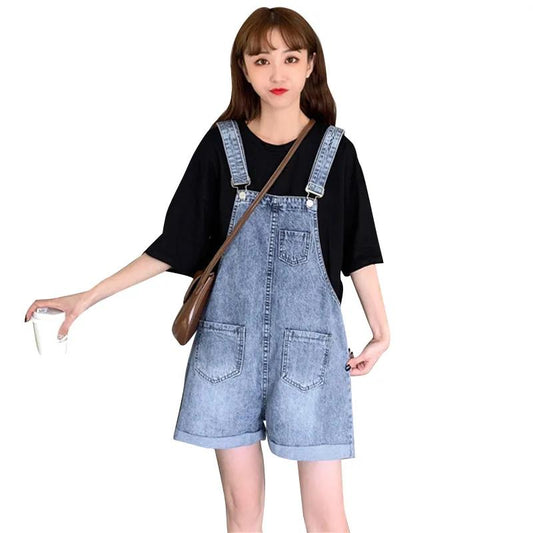 WTEMPO Woman Jeans Romper Pants Summer Denim Jumpsuit  Pockets Sleeveless Adjusted Overalls