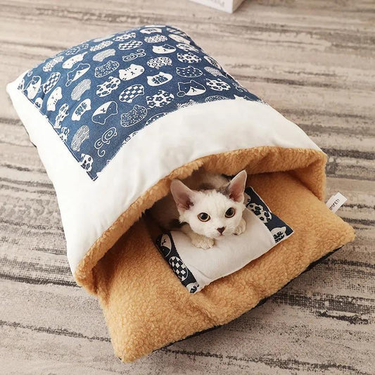 Pet Cat Sleeping Bag Closed Removable and Washable Quilt To Keep Warm In Winter Cashmere Cat Nest Dog Sleeping Place