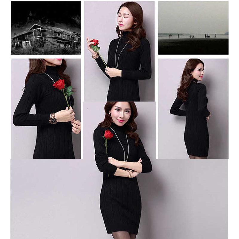 Warm thick large size sweater cashmere sweater female long sweater slim high collar sweater