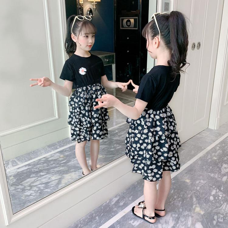 Children Dress Spring Summer O-neck Kids Clothing  Baby Girls Clothing Printing Short Sleeve Dress Girl