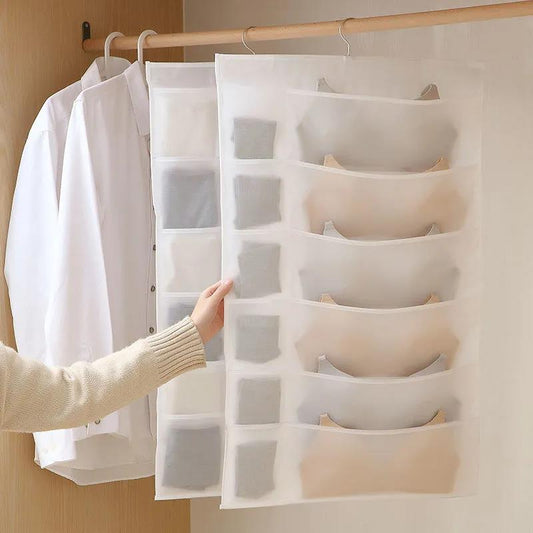 36 Pockets Underwear Storage Hanging Bag Panties Bra Socks Dust Bag Double-sided Fabric Hanging Wardrobe Artifact Wall Hanging Dormitory Storage Bag