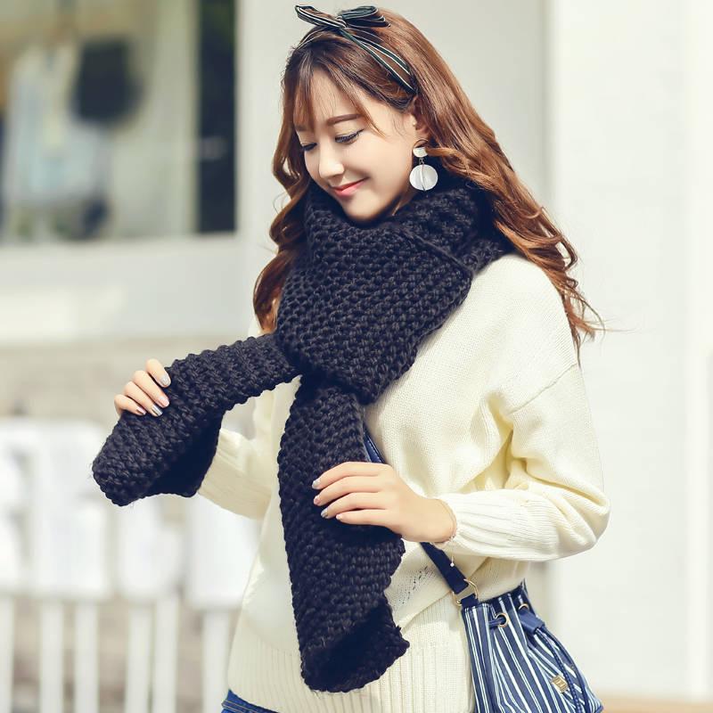 Couple Scarf Female Winter Wool Knitted Scarf Men and Women Thick Scarf Gift