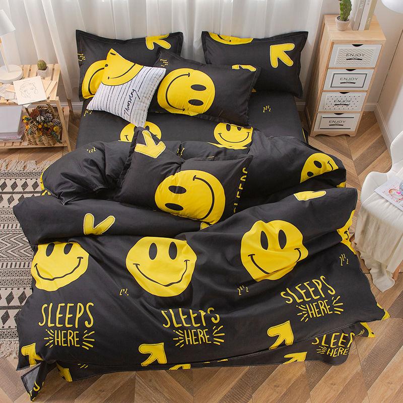 Fashion Household Quilt Cover Four-piece Cartoon Bedding Student Dormitory Bed Sheet Set