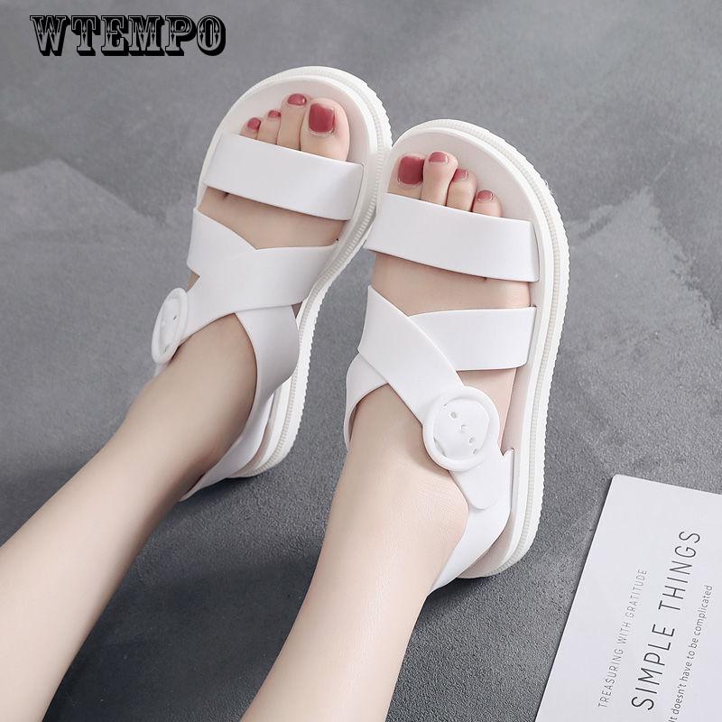 New Plastic Sandals Female Summer Thick Bottom Non-slip Waterproof Rubber Shoes Flat Bottom