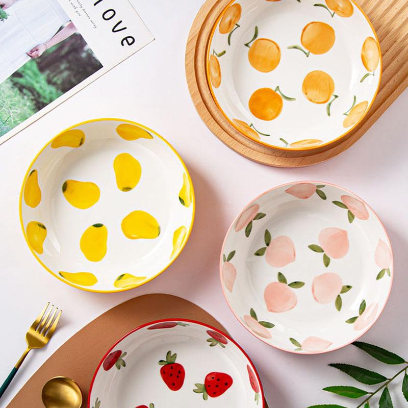 Ceramic Deep Dishes High-value Dishes Home Cute Salad Bowls Soup Plates Discs Underglaze Big Plate