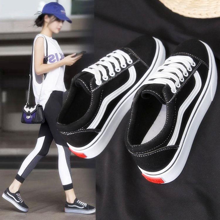 Fashionable Women's Canvas Black Shoes Breathable Classic Flat Sneakers Casual Shoes Women