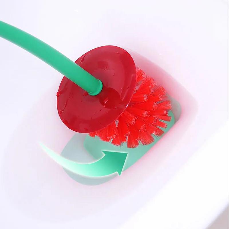 Toilet Brush and Holder Cute Cherry Shape WC Toilet Brush Cleaning Brush for Bathroom Lavatory Long Handle Toilet Bowl Brush