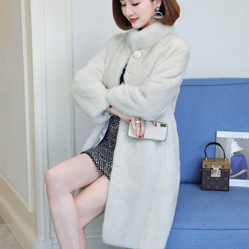 Faux Mink Coat Women Mid-length Winter High-end High-end Stand-collar Cotton Coat