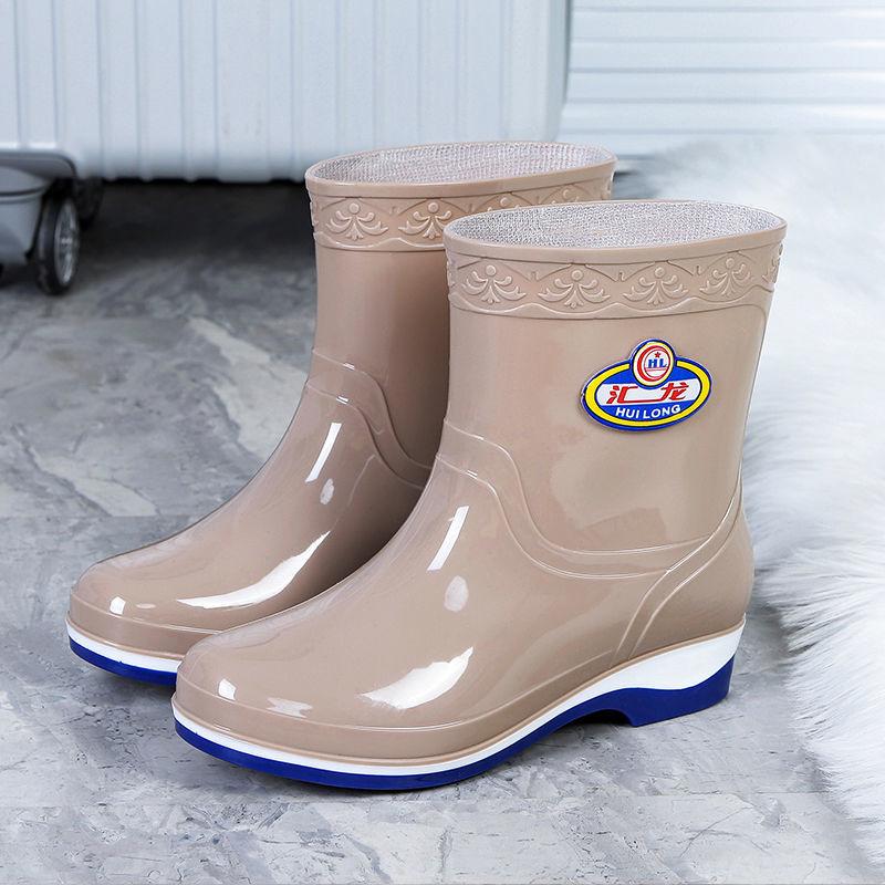 Rain Boots Women's Fashion Trend Adult Short Tube Waterproof Non-slip Four Seasons Universal Ladies Rain Boots Warm and Wear-resistant