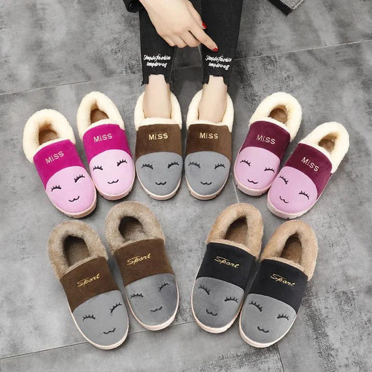 Autumn and Winter Pure Cotton Slippers Indoor Non-slip Soft-soled Shoes Warm Simple Plush Cotton Shoes