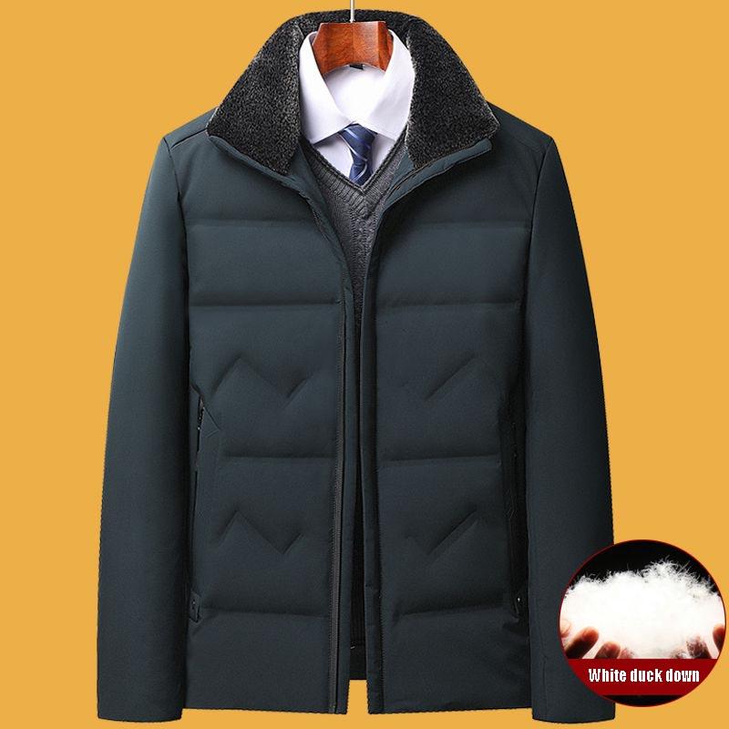 Men's Middle-aged and Elderly Down Jacket Dad Jacket Autumn and Winter Plus Velvet Thick Warm Coats Gift for Dad