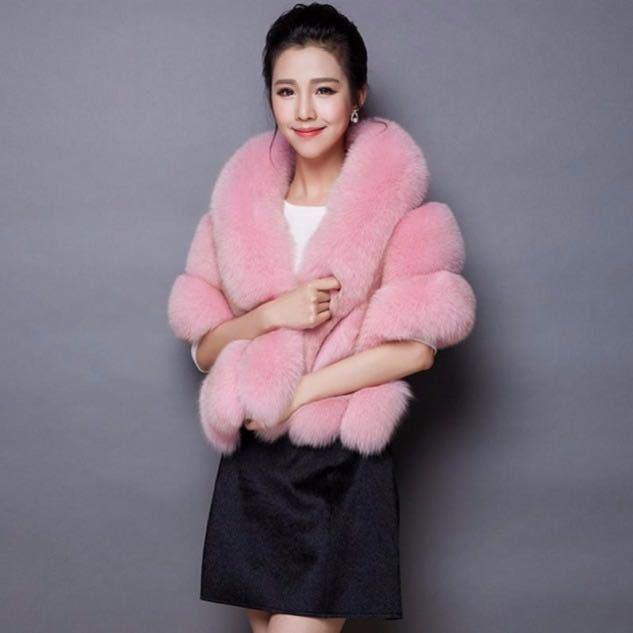 Autumn Winter Faux Fur Shawl Coat Women's Cheongsam Wedding Capes with  Slim Fit  Faux Fox Fur Warm Shawls and Wraps