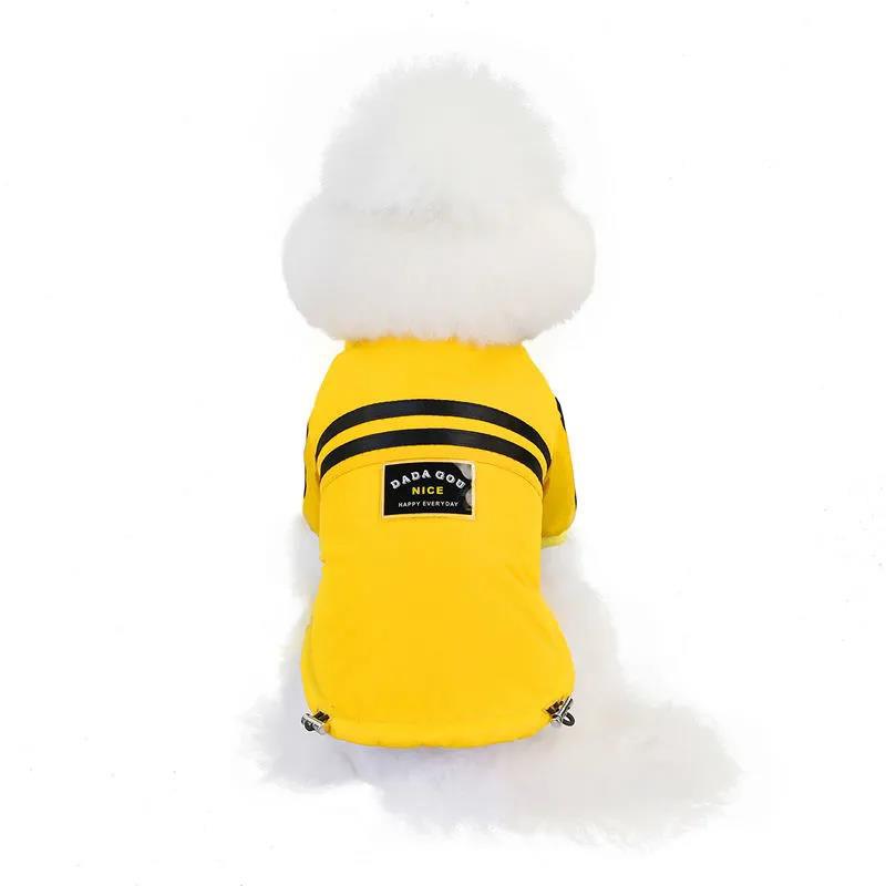 Dog's Clothes Autumn and Winter Sports Two-legged Cotton-padded Jacket Teddy Small Dog Pet Winter Clothing Warm Padded Coat Pink Yellow Outerwear