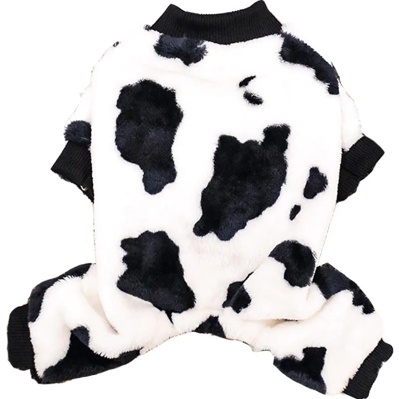 Milk Cow Black White Pet Shirt Clothes Four-leg Pet Dog Warm Jumpsuits Outfit Pet Supplies Puppy Cat Pullover Rompers Outerwear