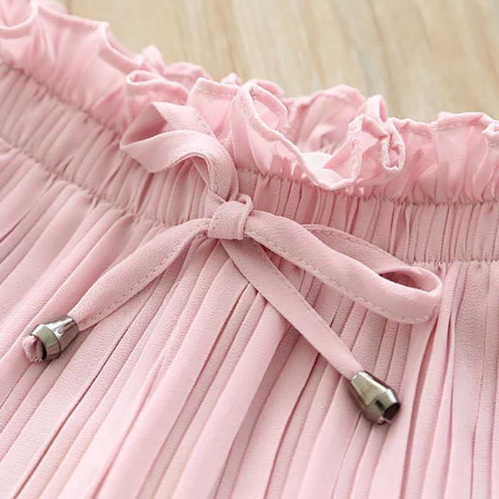 Children's Pants Summer Girls Casual Wide Leg Pants Lace Chiffon Waist Baby Anti-mosquito Casual Pants Ruffles Air-conditioning Pants