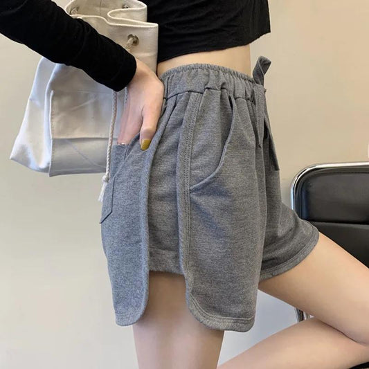 Women's Summer Sports Shorts Ins Korean Loose Casual Pants Slimming High Waist Wide Leg Pants Sports Girl Shorts Elastic Waist Cute Jogging Pants