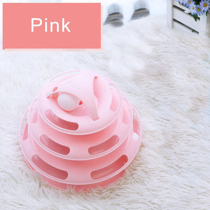 Pet Cat Toy Funny Cat Turntable Cat Supplies Pet Training Amusement Plate Interactive Toys Cat Turntable Intellectual Track Tower Funny Toy