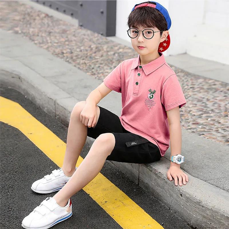 Children's Clothing Boys and Children's Summer Suits POLO Shirts New Handsome Big Boys Short-sleeved Two-piece Suit