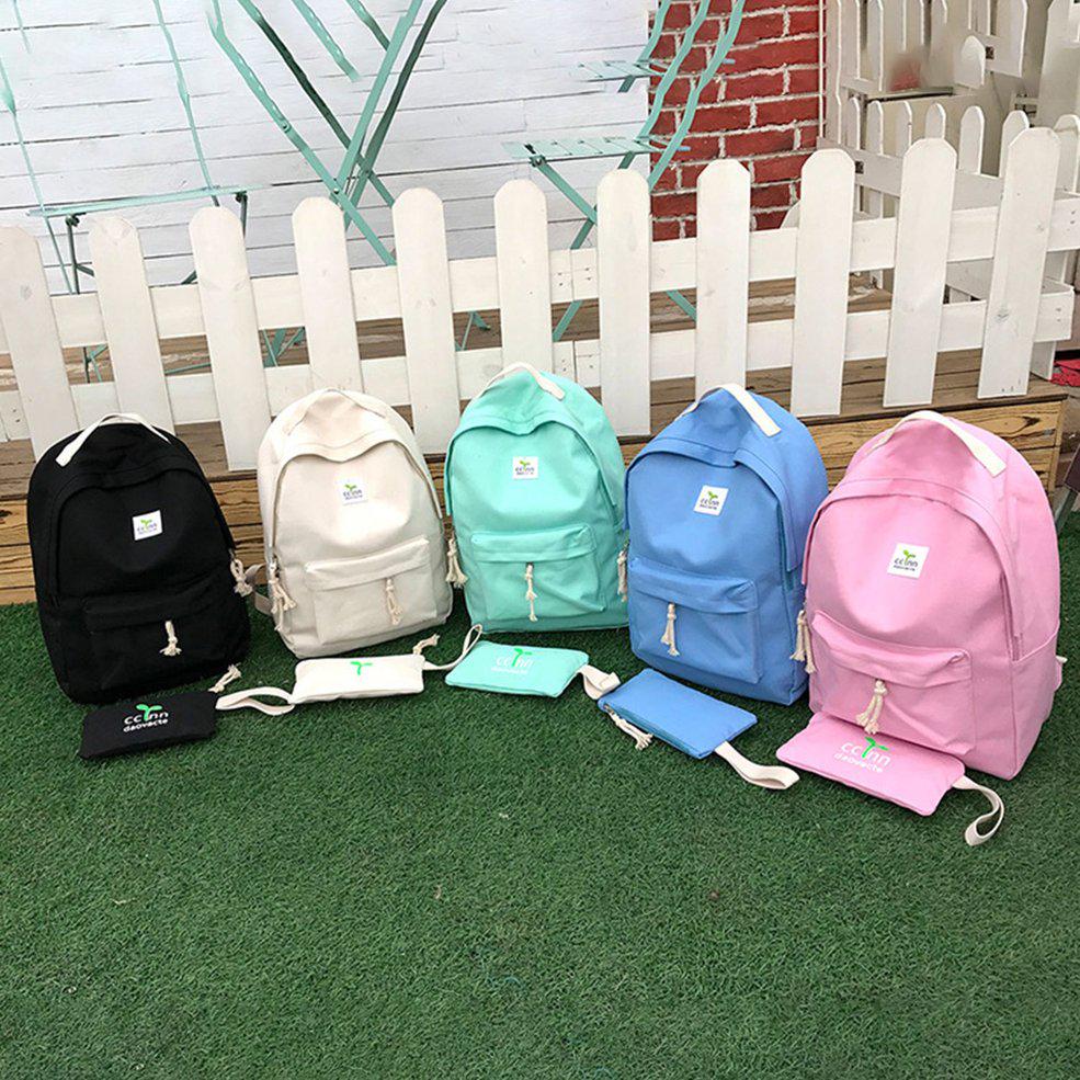 Canvas Backpack College Wind Women Canvas Backpack 2pcs/set Rucksack