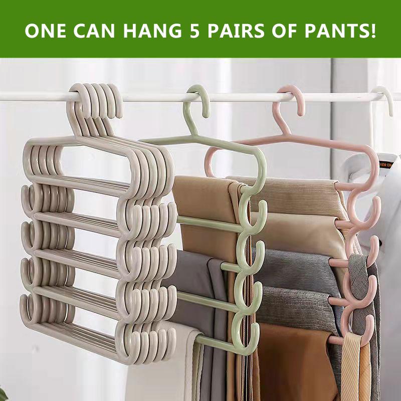 Household 5-layer Pants Rack Scarf Rack Multifunctional Closet Storage Rack Towel Rack Silk Scarf Tie Hanger Hanger Drying Rack Family Organizer