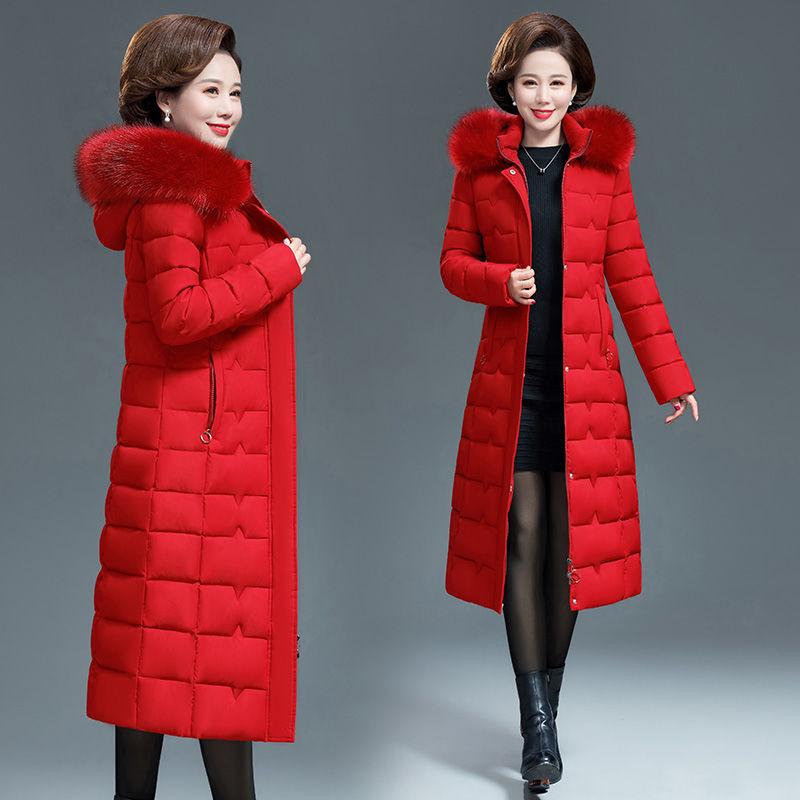 Women's Mid-length Down Jacket Winter Korean Loose Cotton Clothes Casual Hooded Padded Jacket Quilted Jacket