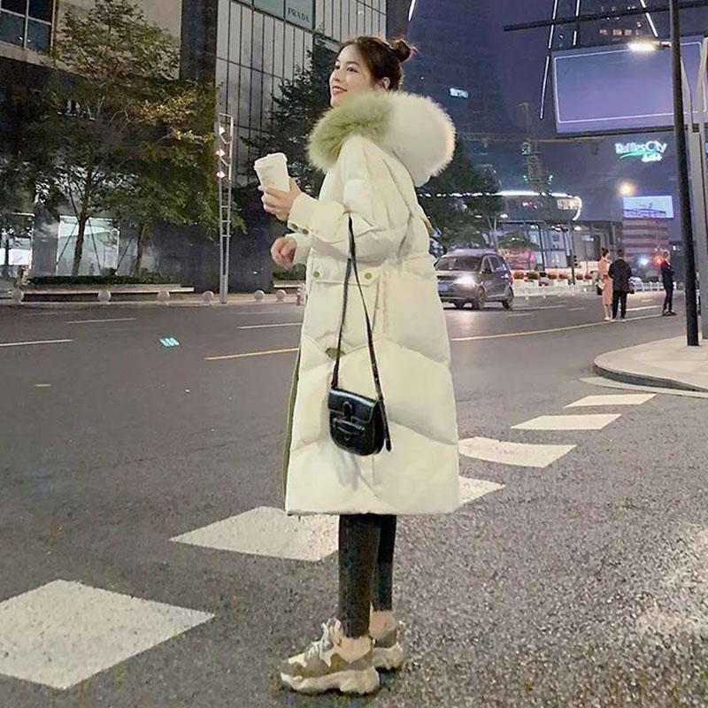 Women's Over-the-knee Mid-length Padded Coat Winter Coat Thick Padded Coat Big Fur Collar Loose Bread Parkas