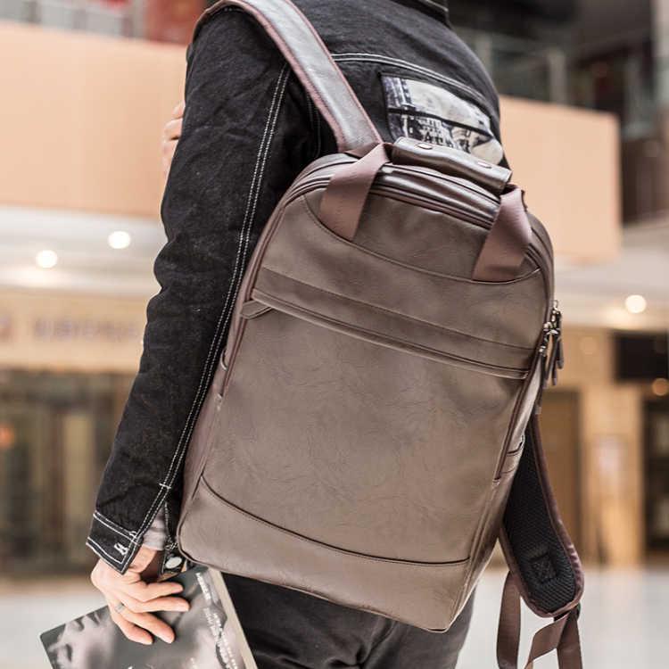 Leather Backpack Men's Casual Backpack & Travel Bags Western College Bookbag Laptop Computer Bag