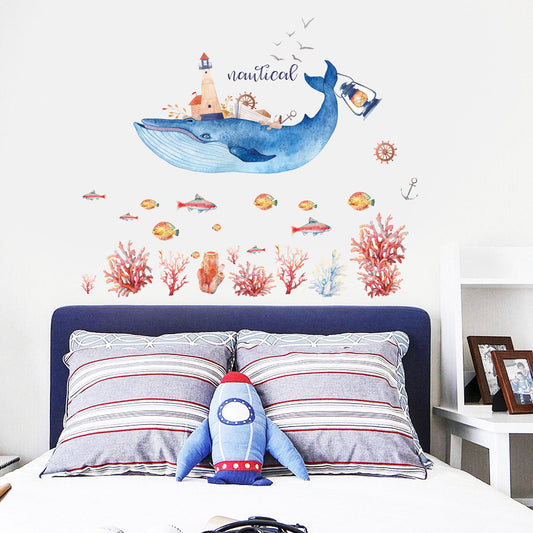 Living room TV wall background wall stickers Cute Dolphin stickers