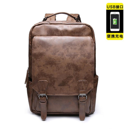 Retro Backpack Men  USB Port Waterproof Outdoor Sports Travel Bags Student Book Computer Bag