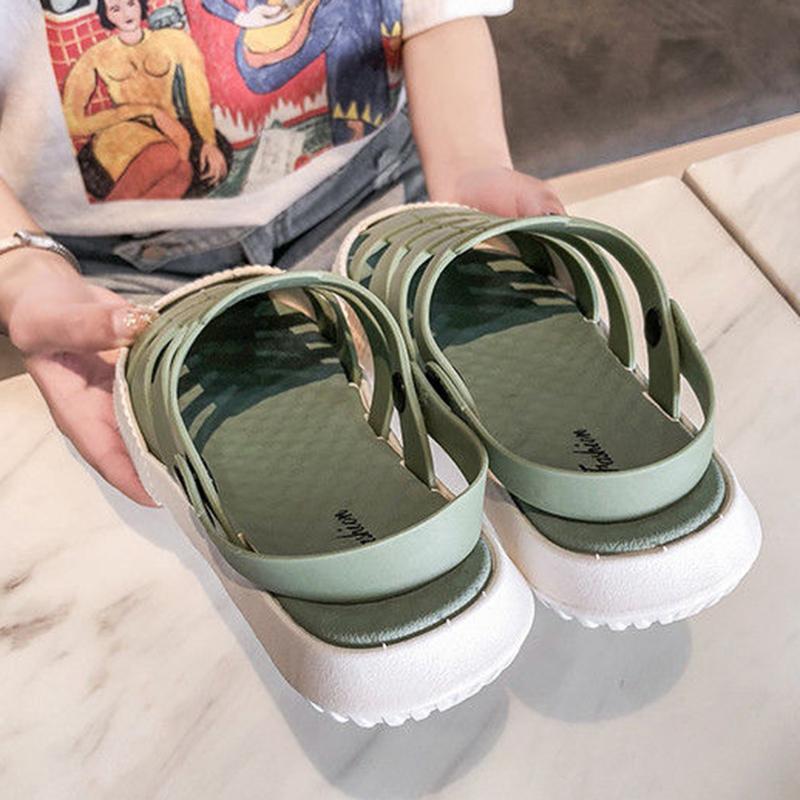 Non-open-toed Sandals Women Roman Non-slip Soft-soled Beach Sandals and Slippers Two Wear One Pedal Sandals