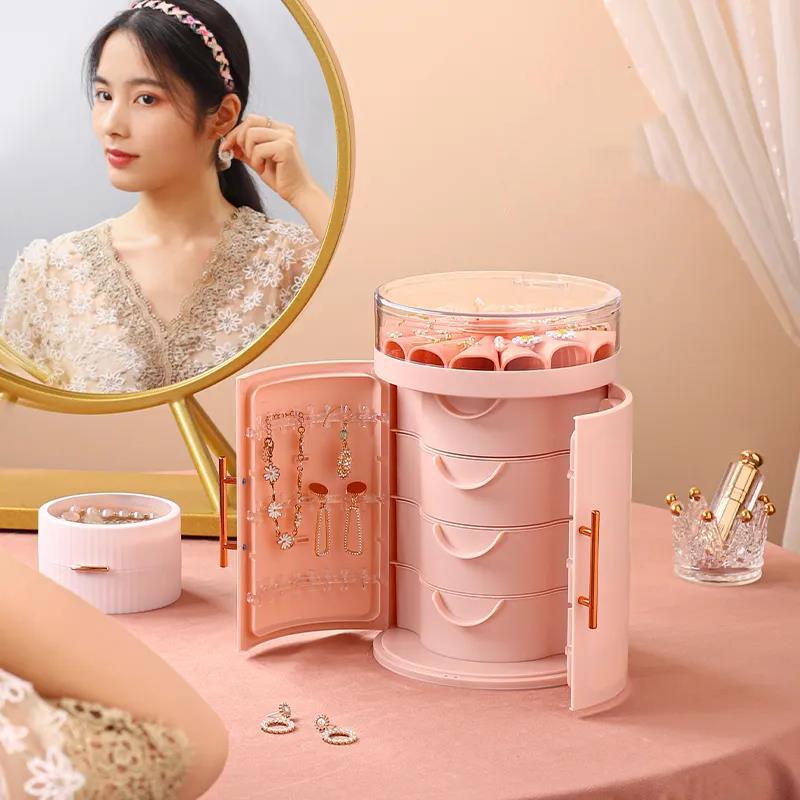 Jewelry Storage Box Household Large Capacity Jewelry Display Stand Earring Storage Artifact Earring Necklace Jewelry Jewelry Box