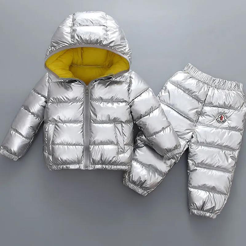 Children's Winter Thick Down Padded Jacket Suits for Boys and Girls Two-piece Disposable Baby Cotton Clothes for Infants and Toddlers