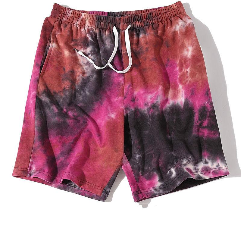 Summer Thin Five-point Tie-dye Shorts for Men and Women Couples Cotton Terry Breathable Hip-hop Loose Trend Five-point Pants Trend