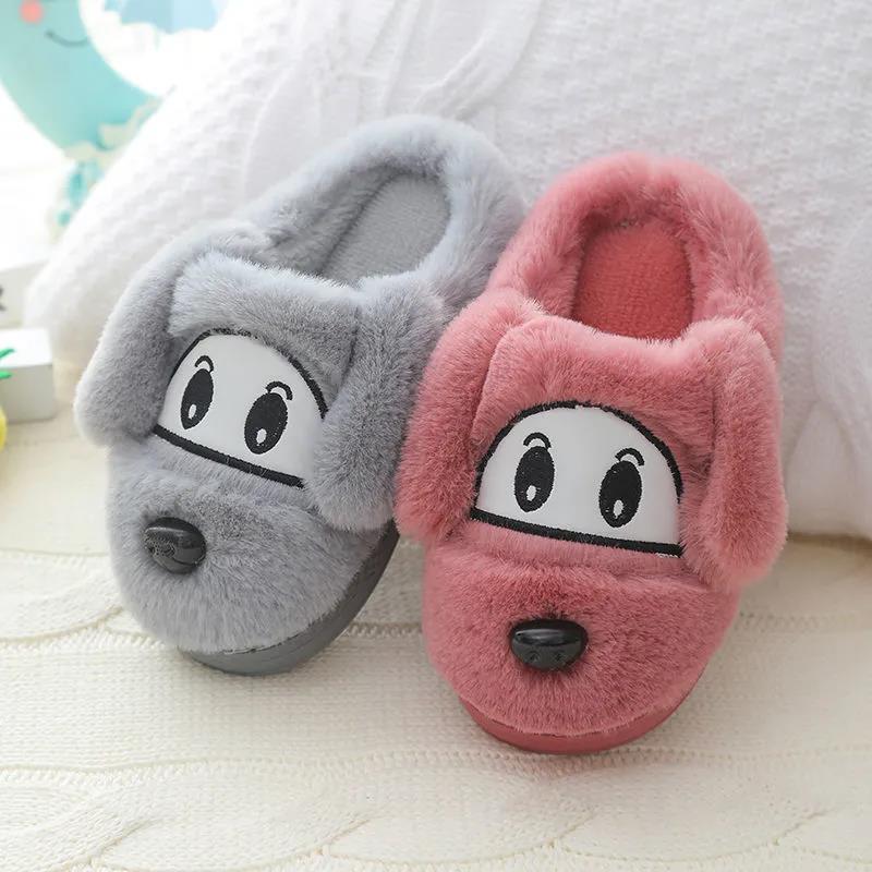 Children's Cotton Slippers Cute Cartoon Thick Warm Shoes Boys and Girls Home Fur Slippers