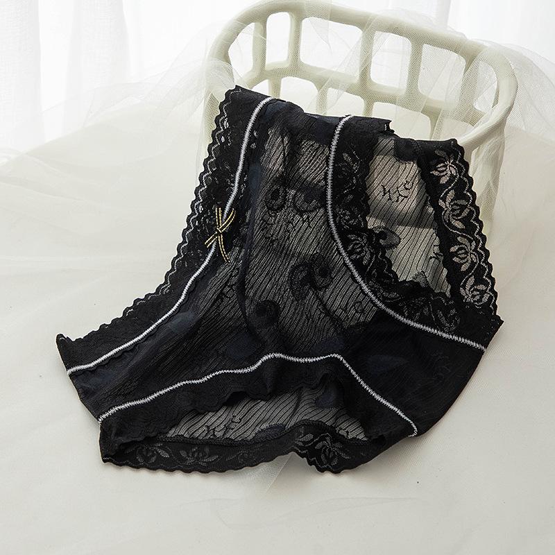 Japanese Girl Avocado Hollow Mesh Lace Panties Feminine Light Jacquard Cotton Crotch Mid-waist Briefs