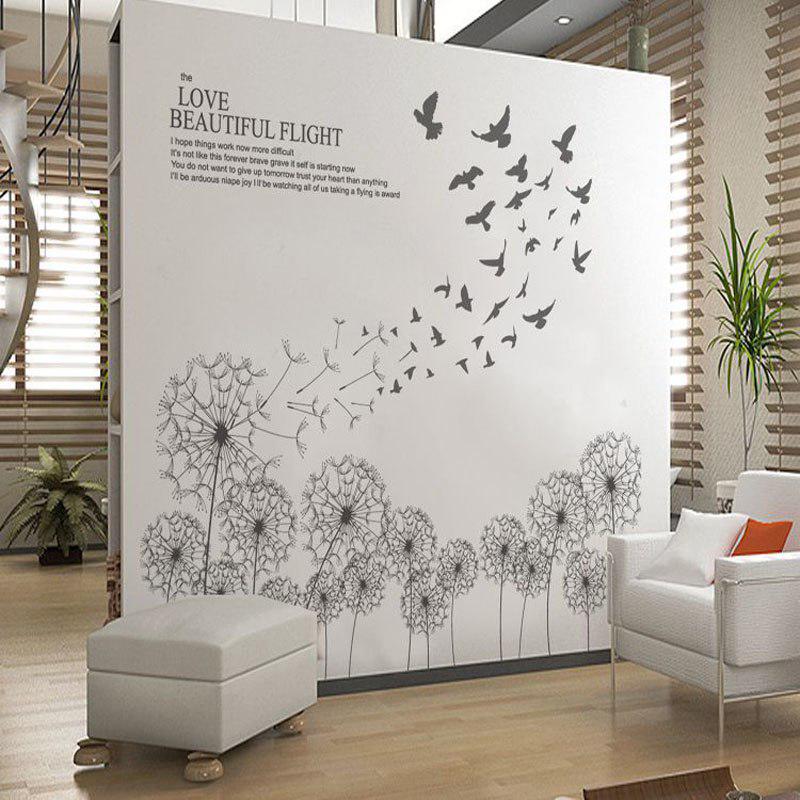 [Wall sticker] new design black fly birds dandelion decorative wall decals diy murals wall stickers