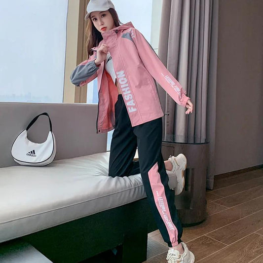 Sports Suit Women's Spring and Autumn Korean Version of The Jacket Fitness Jacket Leisure Two-piece Gym Yoga Clothes