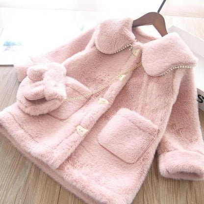 Girls Padded Jacket Children's Wool Sweater for Autumn and Winter Mid-length Warm and Windproof Jacket