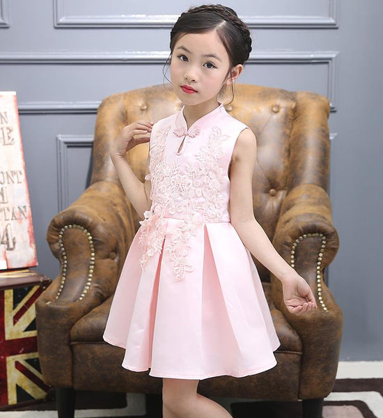 Children's Clothing Girls' Dresses Summer Styles Children's Satin Cheongsam Dress Performance Clothes Chinese Style Girls