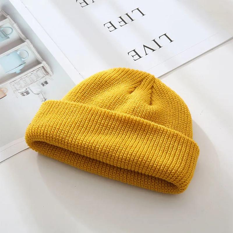 Knit Hats Skullies Beanies Autumn Winter Warm Skull Hats Men Fashion Solf Wool Cuff Beanie Caps Female 2021 New Lady Soid Knitted Skullies Hats Cap