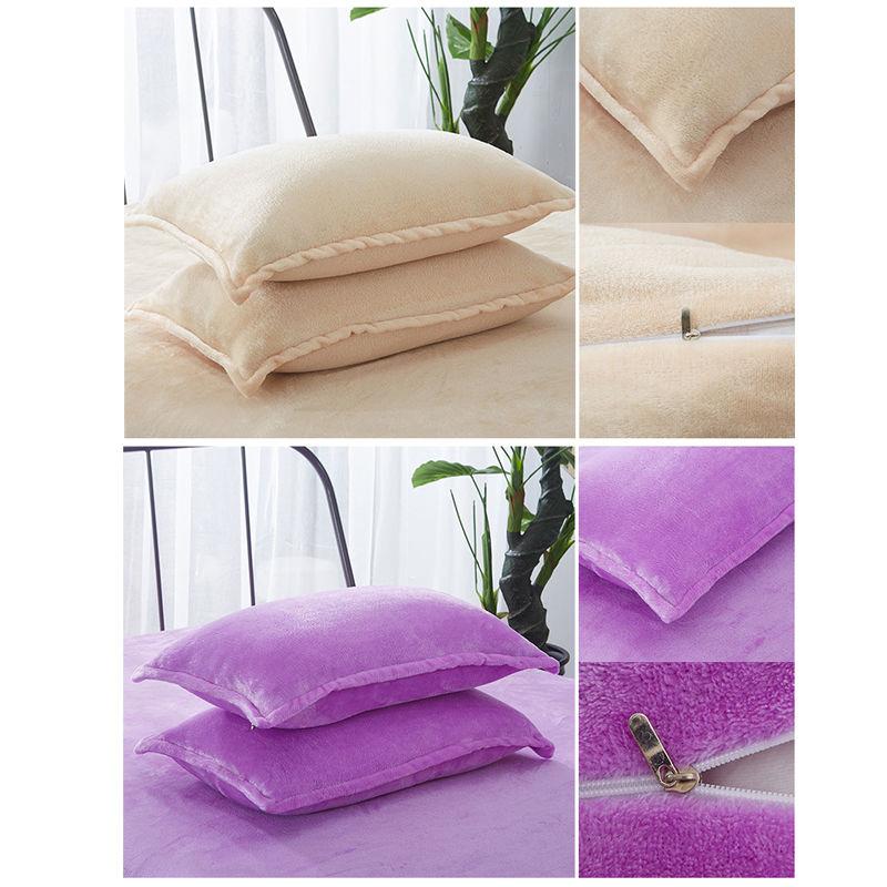 Pure Color Thick Flannel Pillow Case Fleece Single Double Pillow Cover Coral Fleece Pillow Case