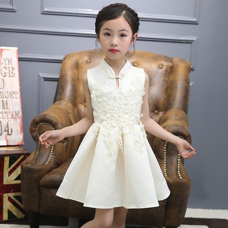 Children's Clothing Girls' Dresses Summer Styles Children's Satin Cheongsam Dress Performance Clothes Chinese Style Girls