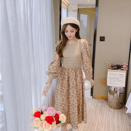 Autumn and Winter Corduroy Over-the-knee Dress Loose Plus Size Casual Base Skirt Fashion All-match Female Sweater Dress