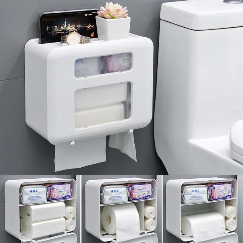 Bathroom Paper Towel Box Toilet Paper Home Waterproof Wall Hanging Creative Storage Rack