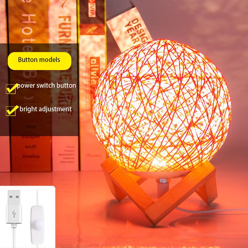 Creative Ball Table Lamp Bedroom Bedside Lamp Night Light Dream Romantic Girl Usb Lamp Sleep Lamp Warm Light Lamp