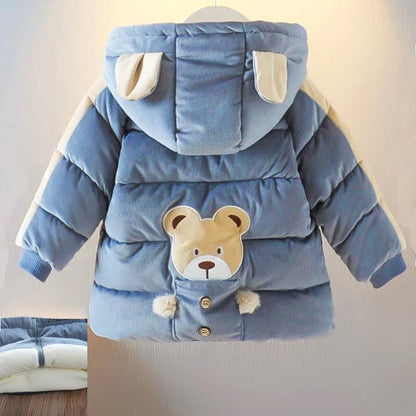 Boy's Padded Jacket New Girl's Padded Jacket Baby Winter Clothes Thick Velvet Mid-length Baby Child Warm Cotton Coat